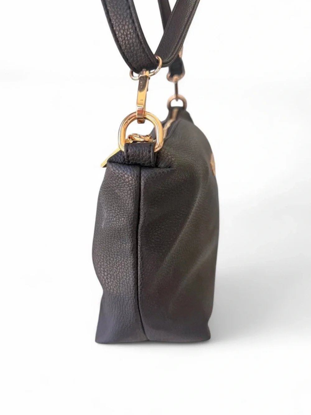 bebe Black Pebbled Hobo Shoulder Bag